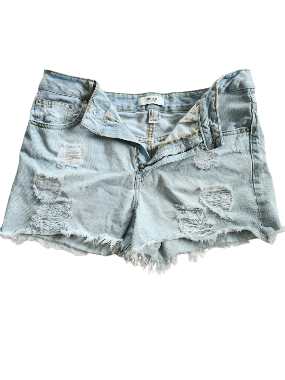 Forever 21 Light Blue Distressed Denim Shorts - Women's